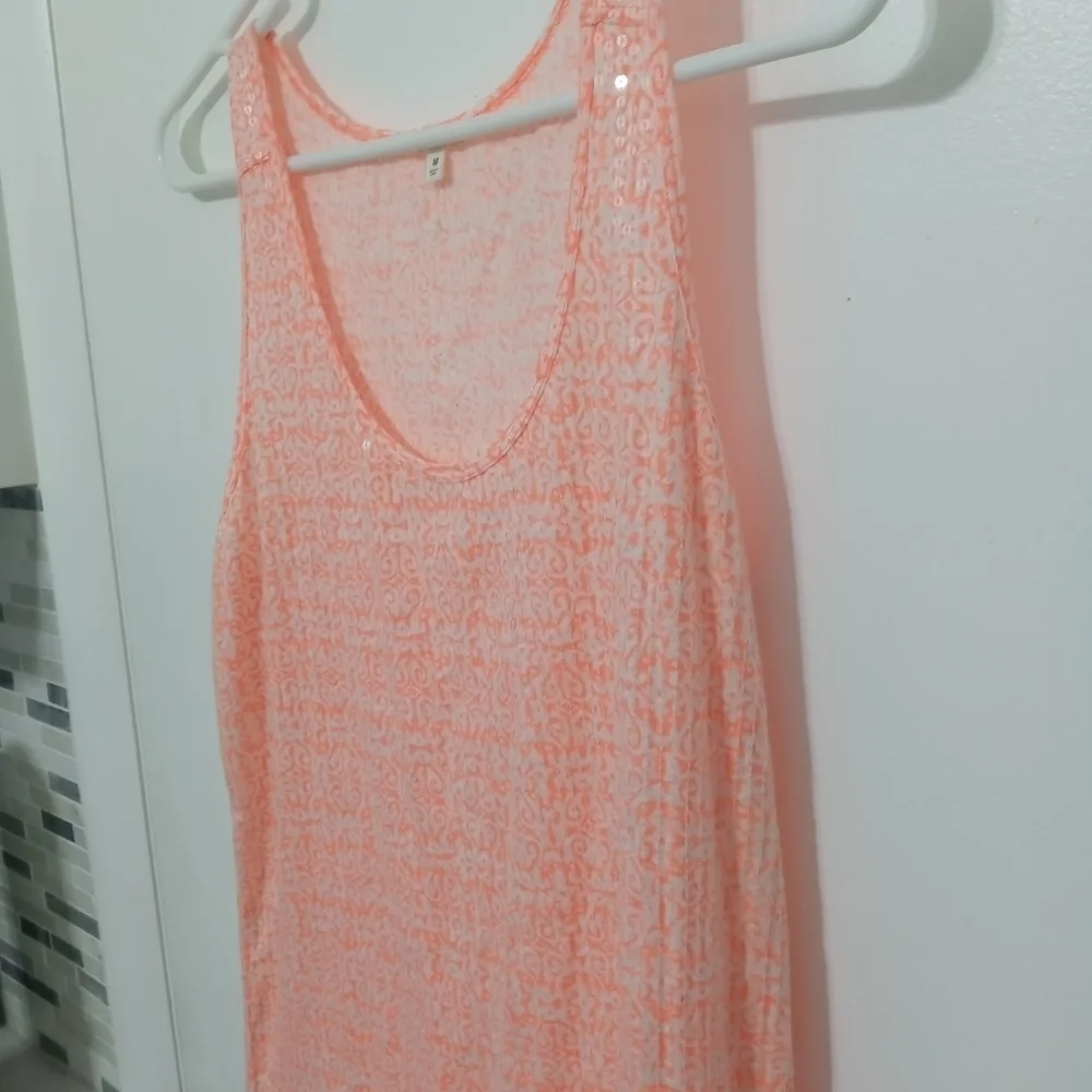 J. Crew Long line Tank Top Art and Shiny pattern